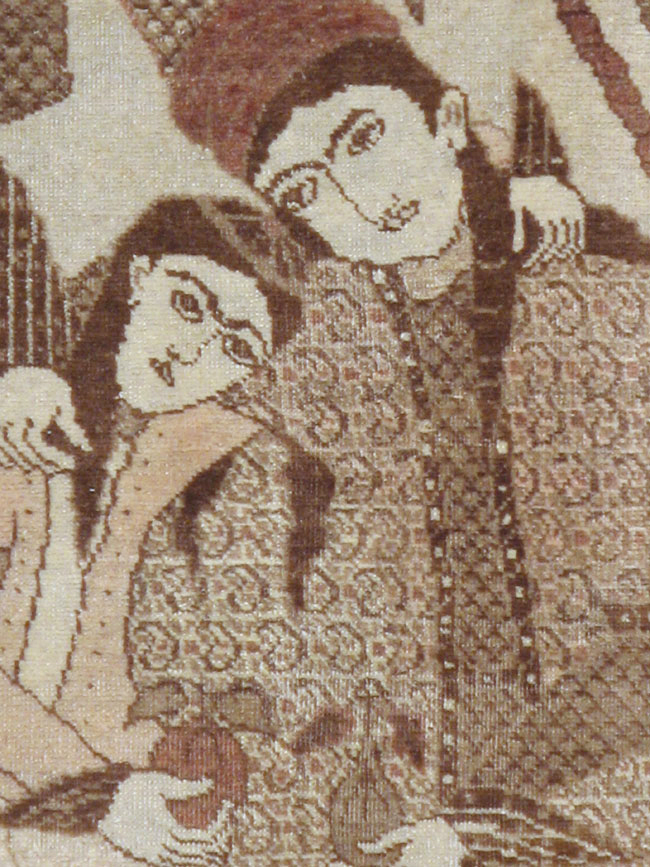 Antique Persian Tabriz Pictorial Rug (Pair: 2 of 2), No.11456 - Galerie Shabab