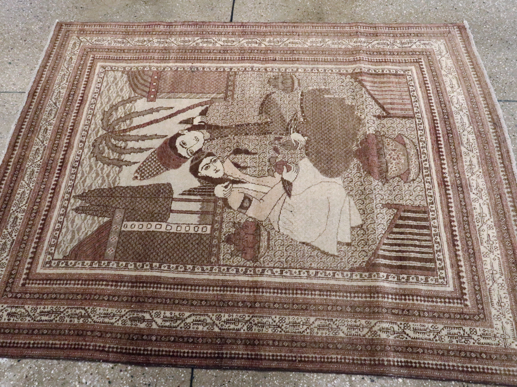 Antique Persian Tabriz Pictorial Rug (Pair: 2 of 2), No.11456 - Galerie Shabab