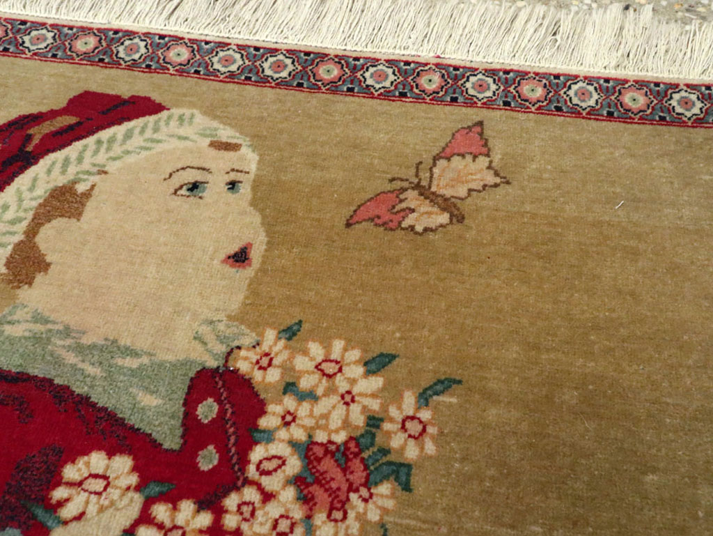 Vintage Persian Kashan Pictorial Rug, No.11852 - Galerie Shabab