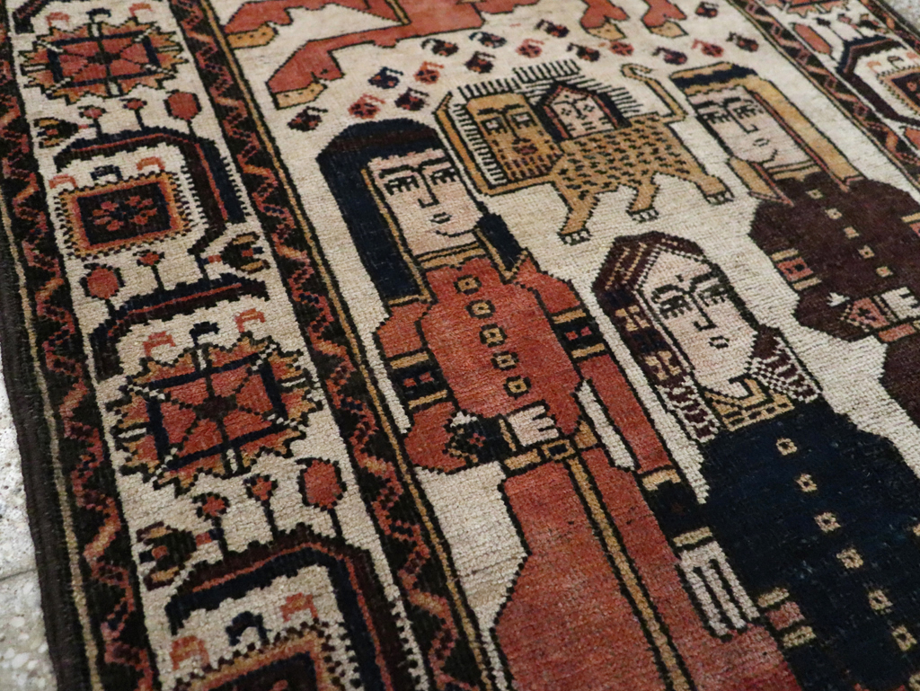 Vintage Persian Pictorial Bakhtiari Rug, No.11856 - Galerie Shabab