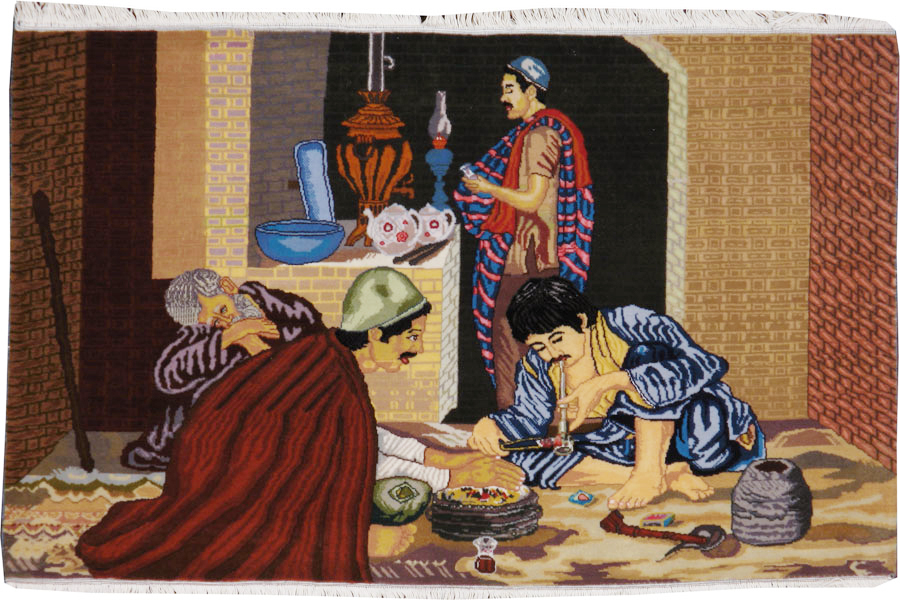 Vintage Persian Tabriz Pictorial Rug, No.12207 - Galerie Shabab