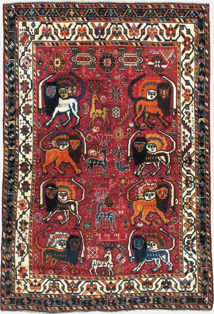 Antique Persian Afshar Pictorial Rug, No.12214 - Galerie Shabab