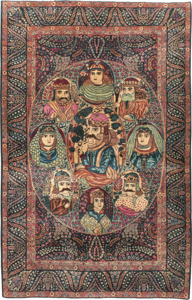 Antique Persian Kerman Pictorial Rug, No.12703 - Galerie Shabab