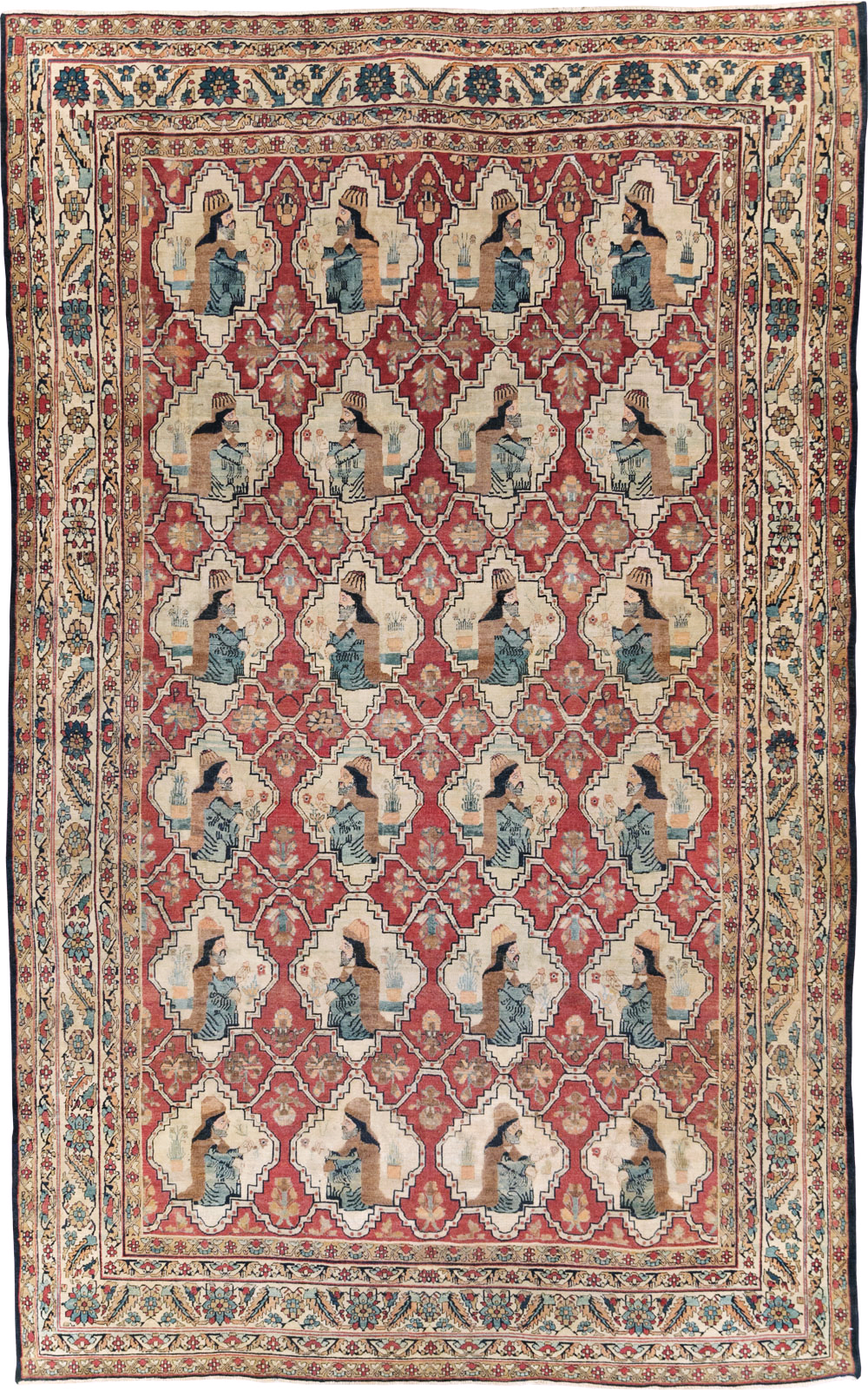 Antique Persian Pictorial Kerman Carpet, No.13204 - Galerie Shabab