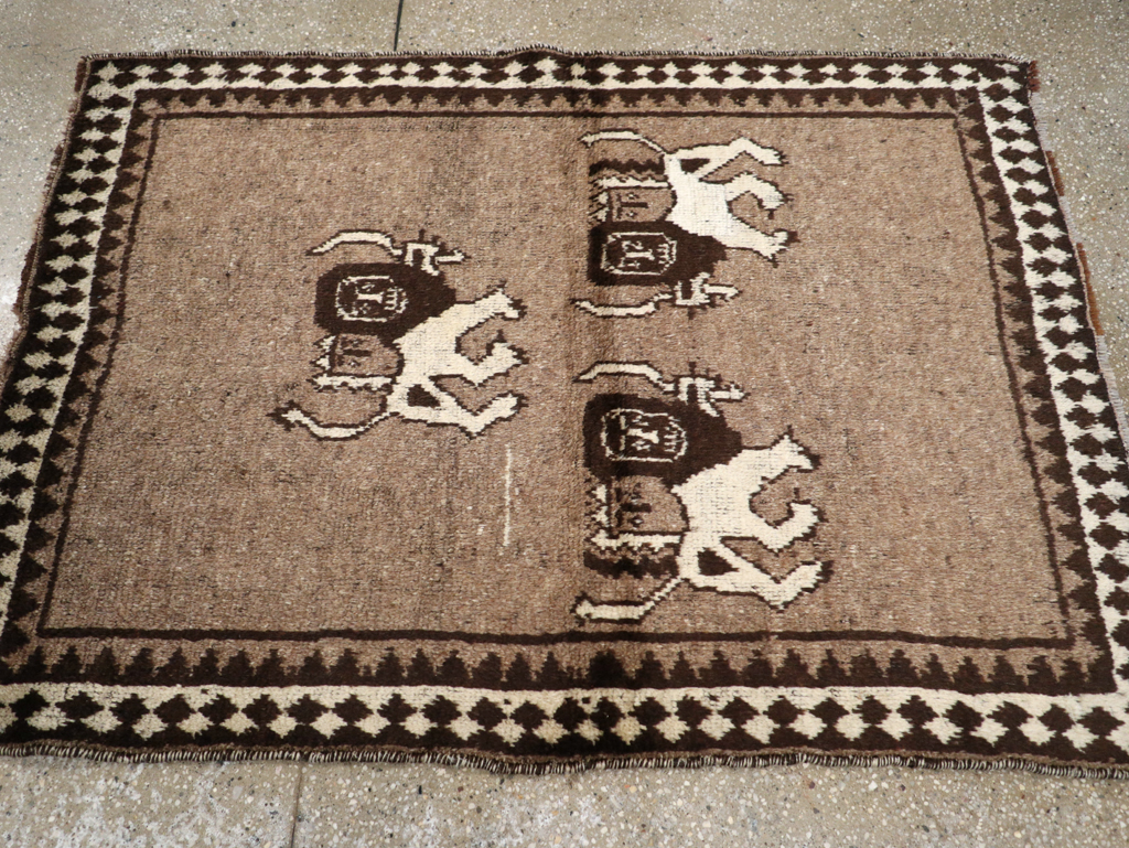 Vintage Persian Gabbeh Pictorial Rug (Pair: 1 of 2), No.13303 - Galerie Shabab