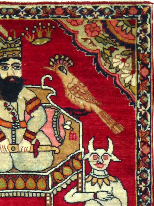 Antique Persian Lavar Kerman Pictorial Rug, No.13310 - Galerie Shabab