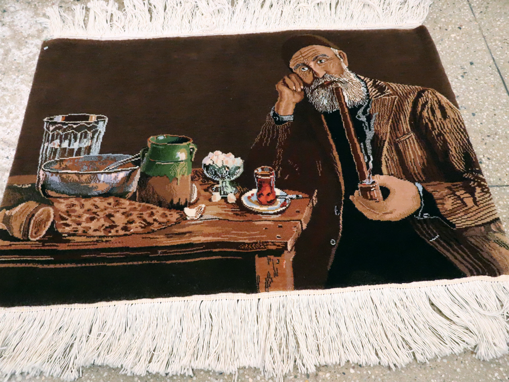 Vintage Persian Tabriz Pictorial Rug, No.13515 - Galerie Shabab