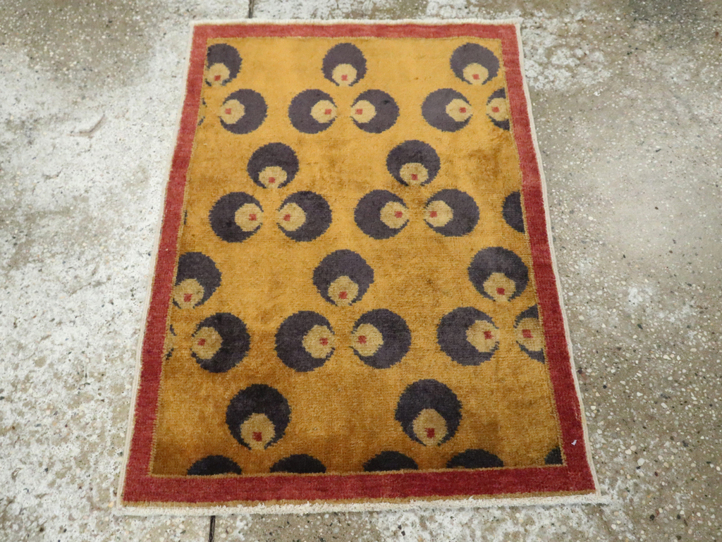 Vintage Turkish Art Deco Throw Rug, No.15306 - Galerie Shabab