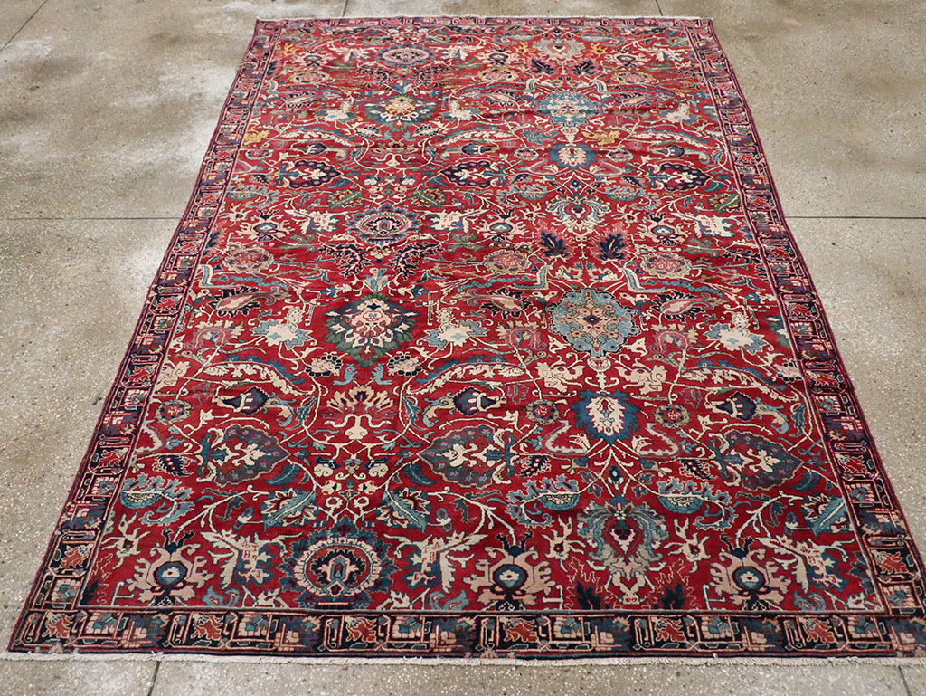 Antique Persian Senneh Tabriz Accent Carpet, No.17671 - Galerie Shabab