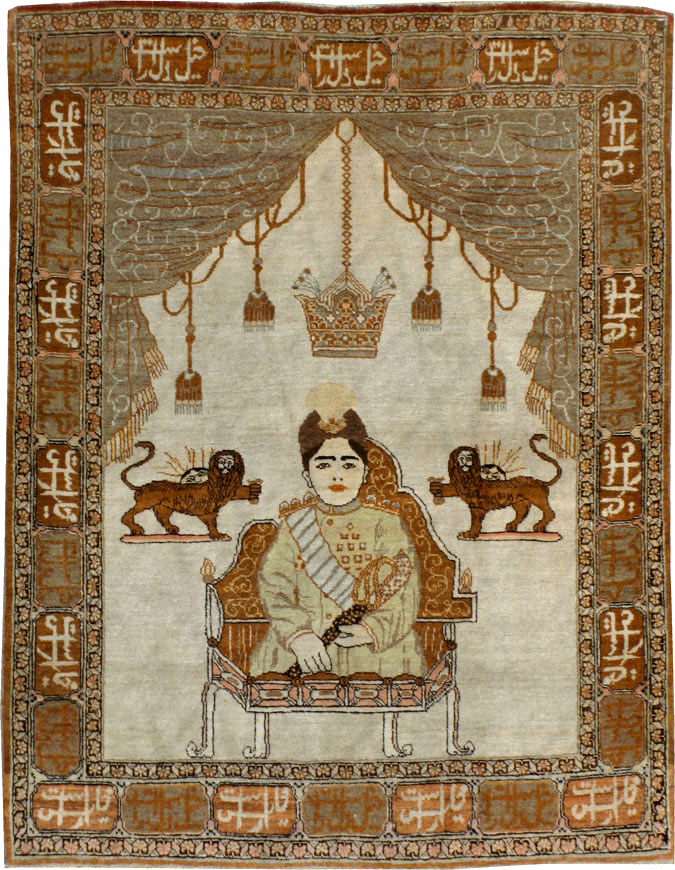 Vintage Persian Tabriz Pictorial Rug, No.17771 - Galerie Shabab