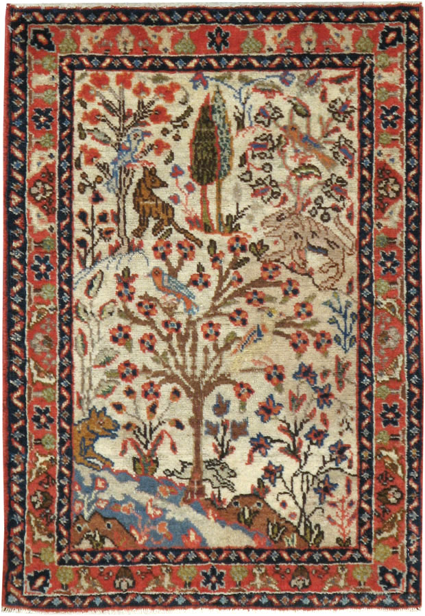 Vintage Persian Tabriz Pictorial Rug, No.17953 - Galerie Shabab