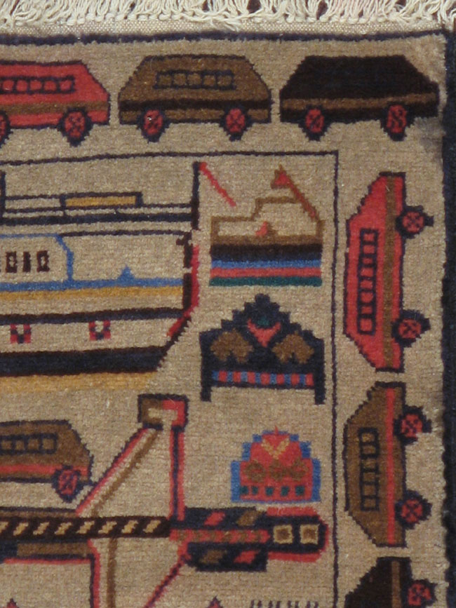 Vintage Afghan Pictorial War Rug, No.18969 - Galerie Shabab