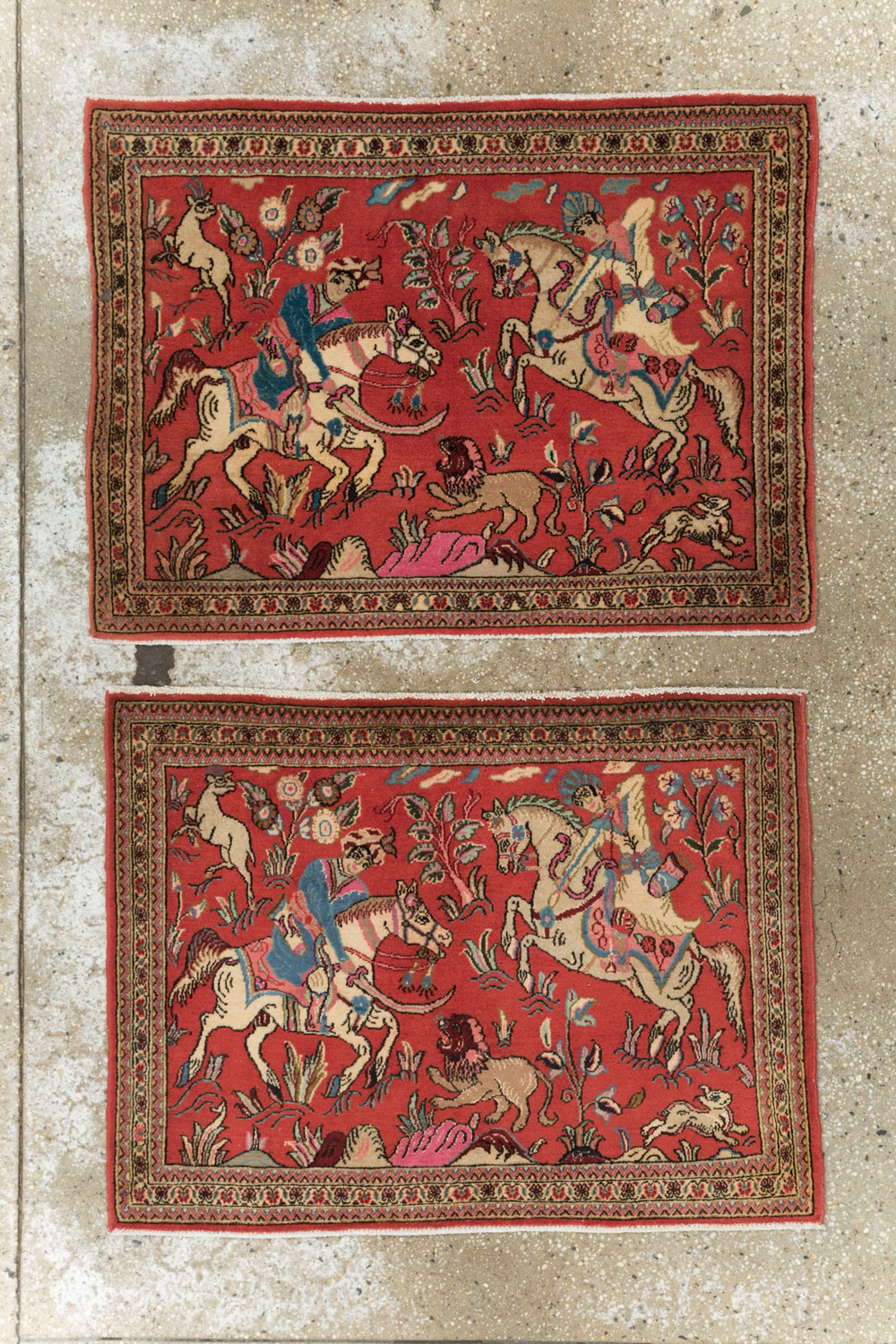 Vintage Persian Quom Pictorial Rug (Pair: 2 of 2), No.18997 - Galerie Shabab