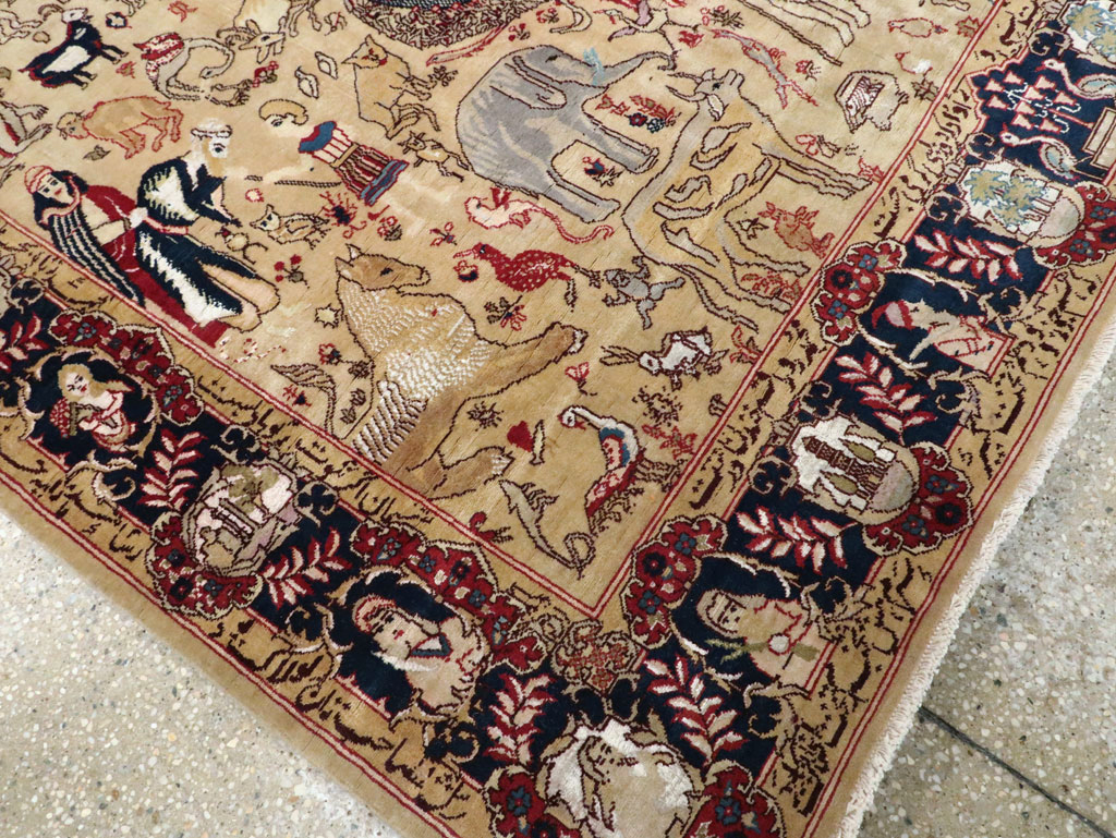 Vintage Indo Tabriz Pictorial Rug, No.19012 - Galerie Shabab