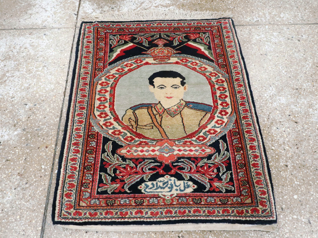 Vintage Persian Qazvin Pictorial Rug, No.19076 - Galerie Shabab