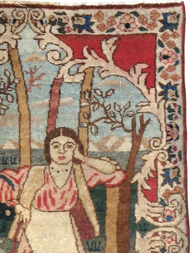 Antique Persian Tabriz Pictorial Rug, No.19078 - Galerie Shabab