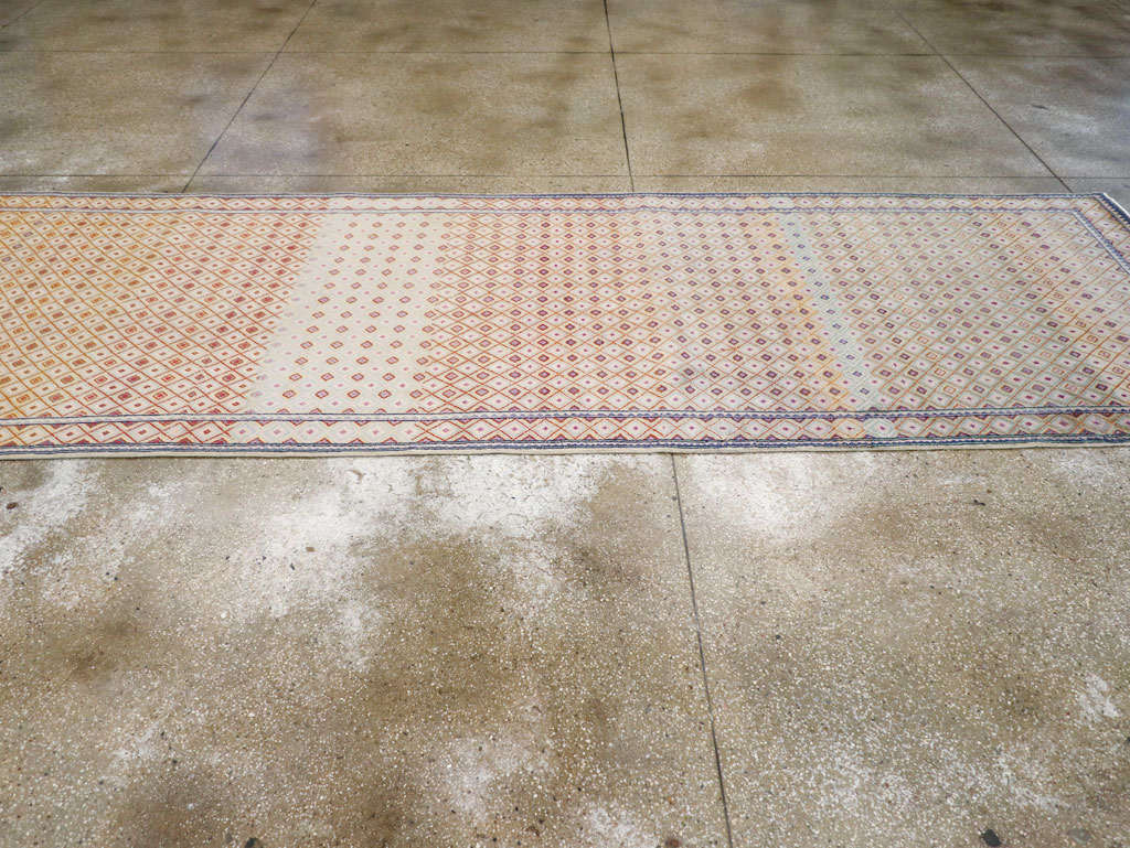 Vintage Persian Kashan Deco Wide Gallery Runner, No.19196 - Galerie Shabab