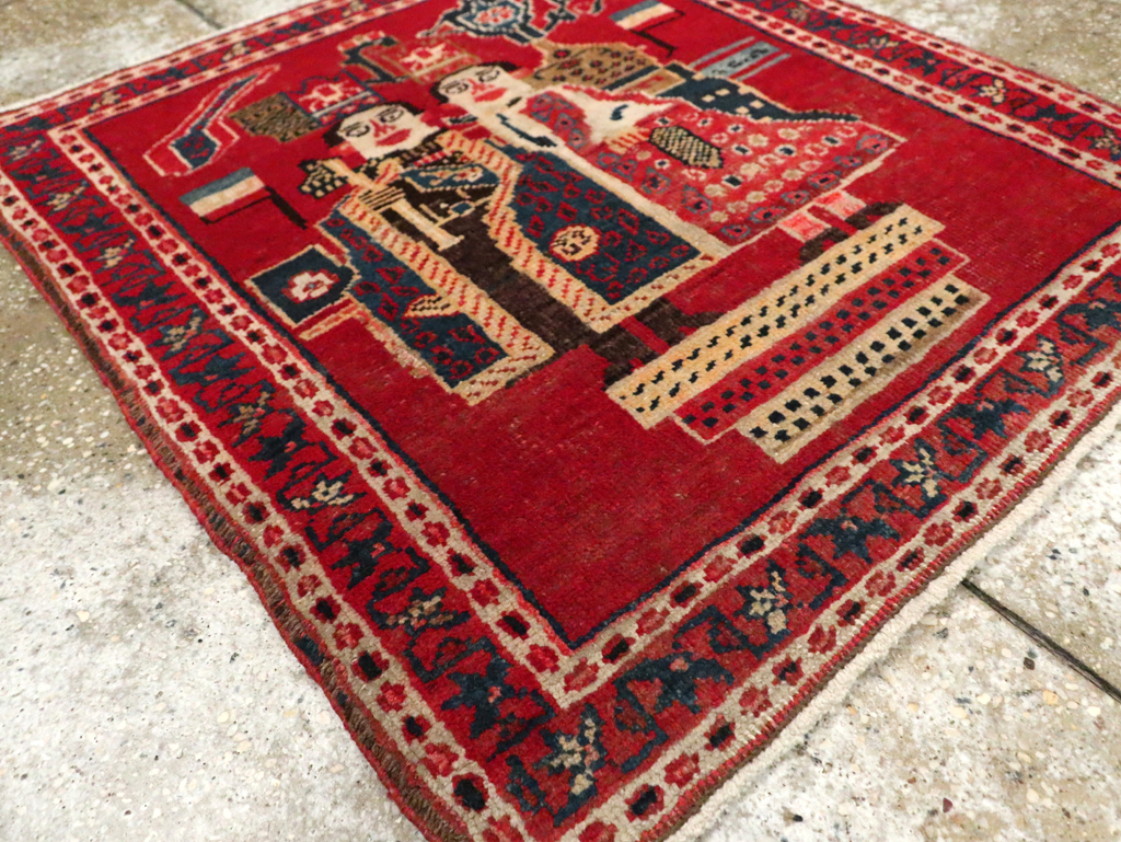 Antique Persian Heriz Pictorial Rug (Pair: 1 of 2), No.20091 - Galerie Shabab