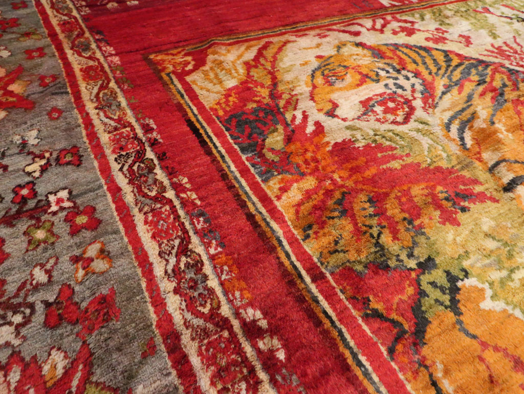 Antique Pictorial Oushak Carpet, No.20483 - Galerie Shabab