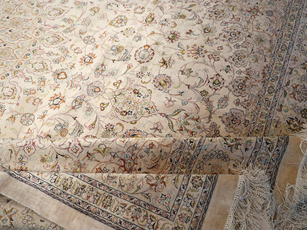 Vintage Persian Kashan Silk Carpet, No.20595 - Galerie Shabab
