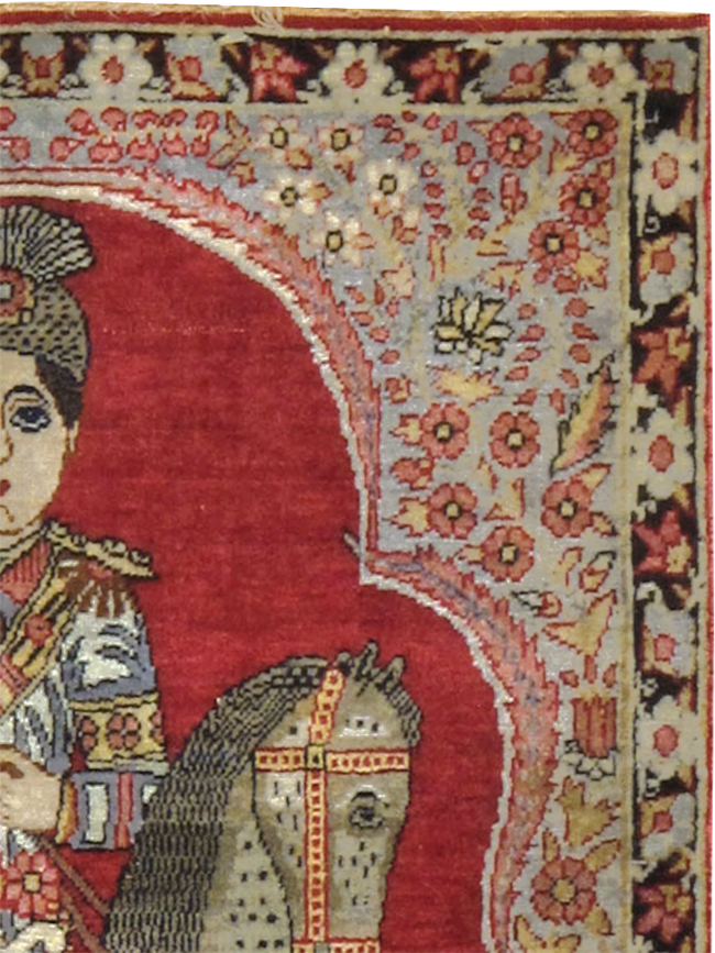 Antique Persian Kerman Pictorial Rug, No.21165 - Galerie Shabab