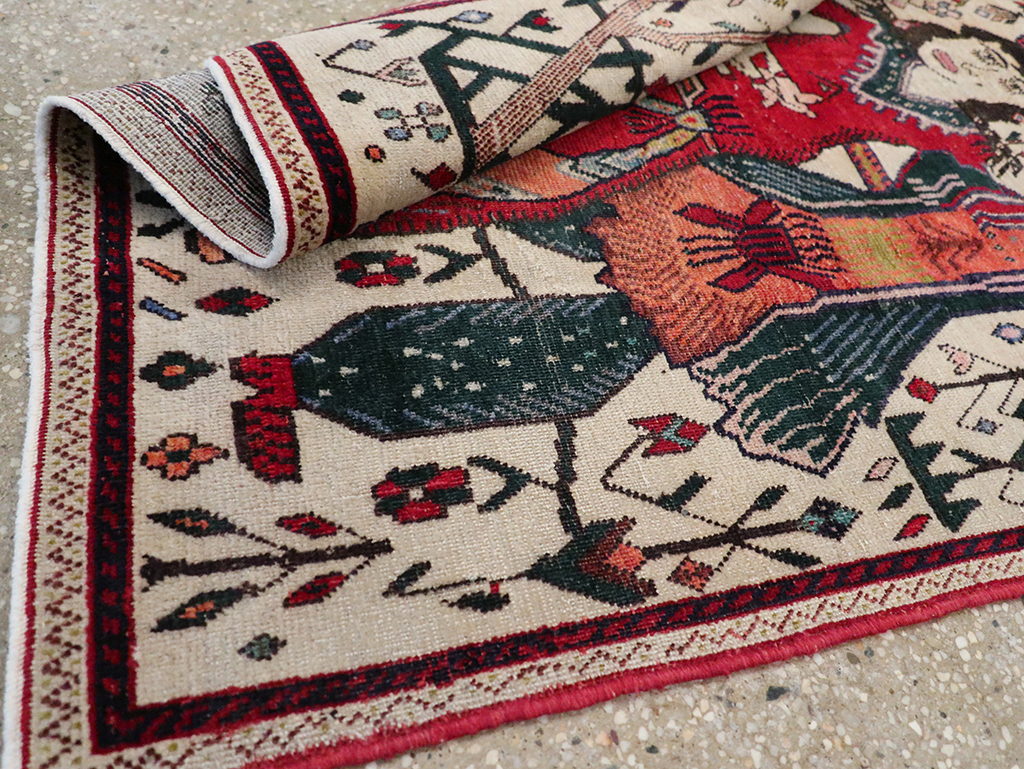 Vintage Persian Tabriz Pictorial Rug, No.21395 - Galerie Shabab