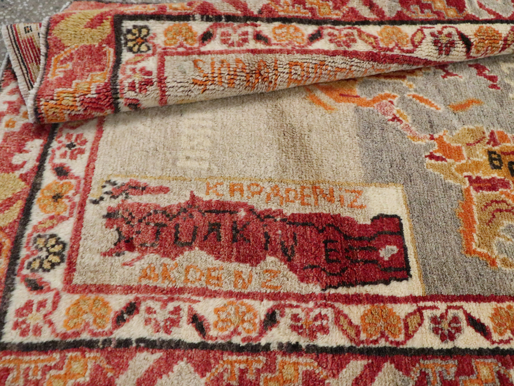 Vintage Turkish Oushak Map Rug, No.21408 - Galerie Shabab