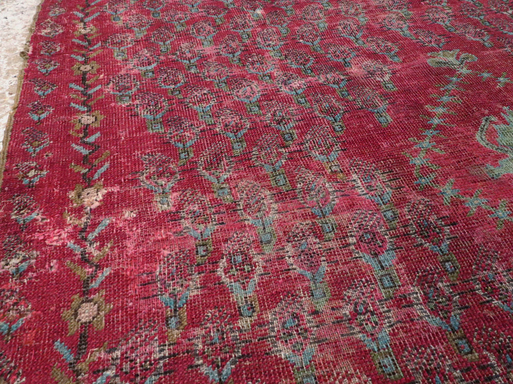 Antique Ghiordes Distressed Rug, No.21510 - Galerie Shabab