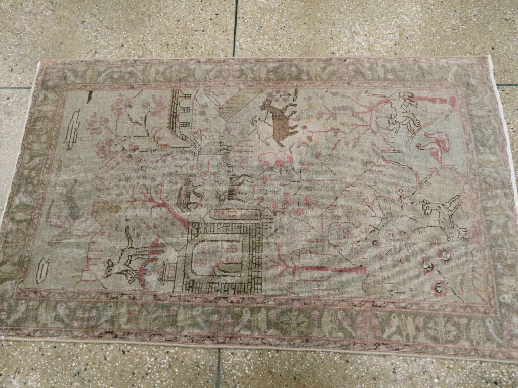 Antique Persian Tabriz Pictorial Rug, No.21599 - Galerie Shabab