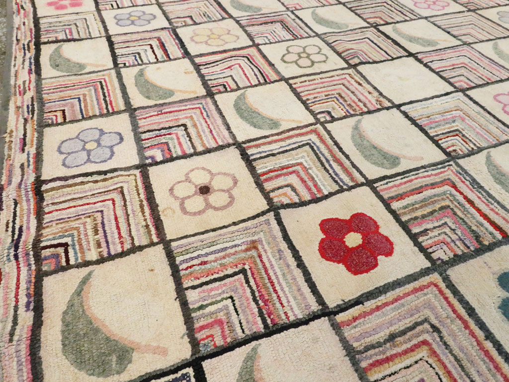 Antiqiue American Hook Rug, No.21751 - Galerie Shabab