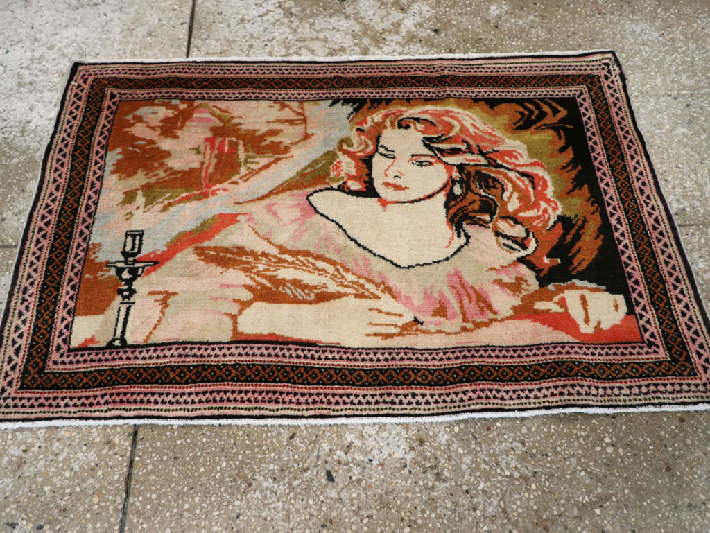 Vintage Persian Baluch Pictorial Throw Rug (Pair: 2 of 2), No.21819 - Galerie Shabab