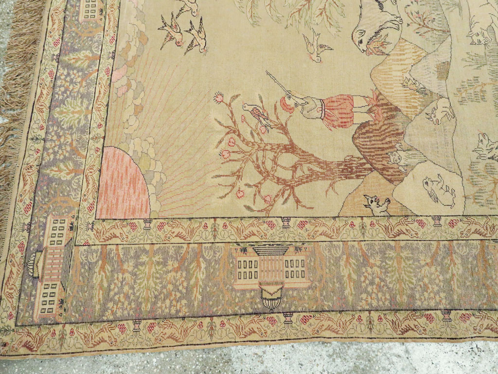 Antique Turkish Kayseri Pictorial Rug, No.21897 - Galerie Shabab