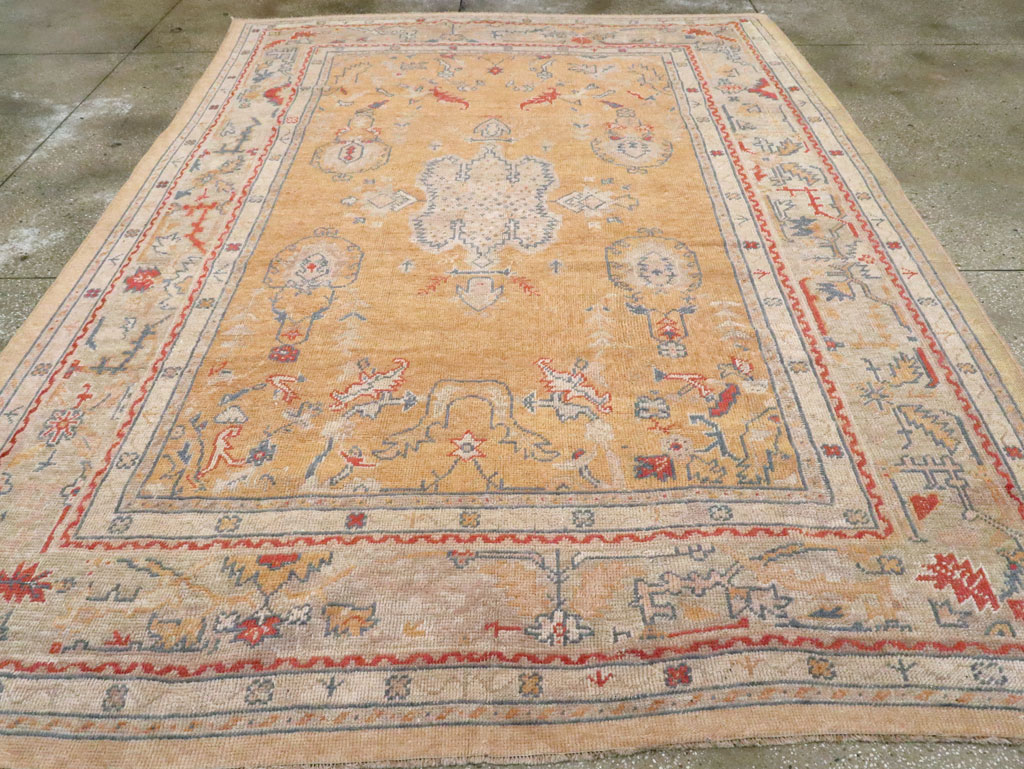 Antique Turkish Oushak Room Size Carpet, No.21915 - Galerie Shabab
