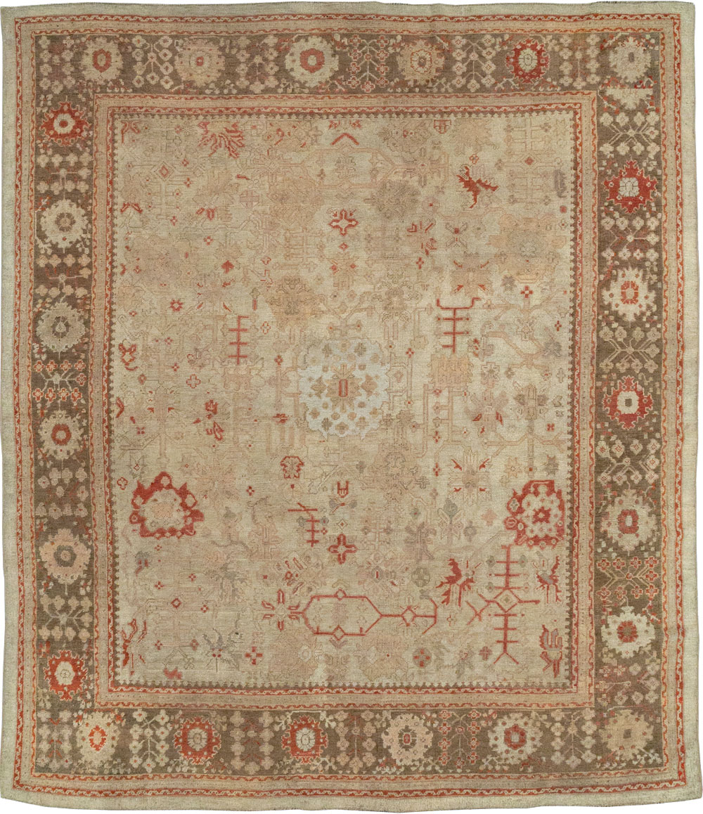Antique Turkish Oushak Room Size Carpet, No.22086 - Galerie Shabab