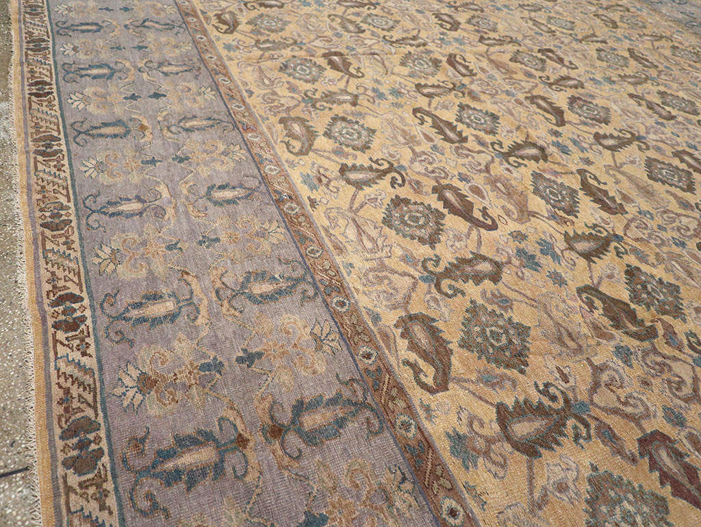 Antique Indian Lahore Large Square Room Size Carpet, No.22327 - Galerie Shabab