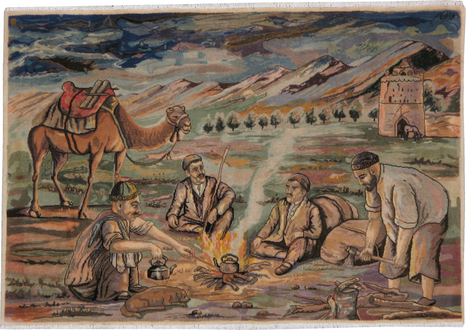 Vintage Persian Tabriz Pictorial Rug, No.22766 - Galerie Shabab