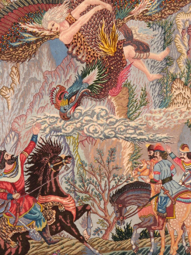 Vintage Persian Tabriz Pictorial Rug, No.23008 - Galerie Shabab