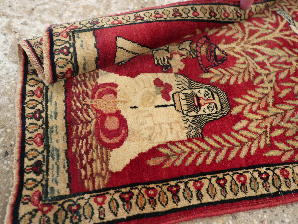 Antique Persian Lavar Kerman Pictorial Rug (Pair: 1 of 2), No.23029 - Galerie Shabab