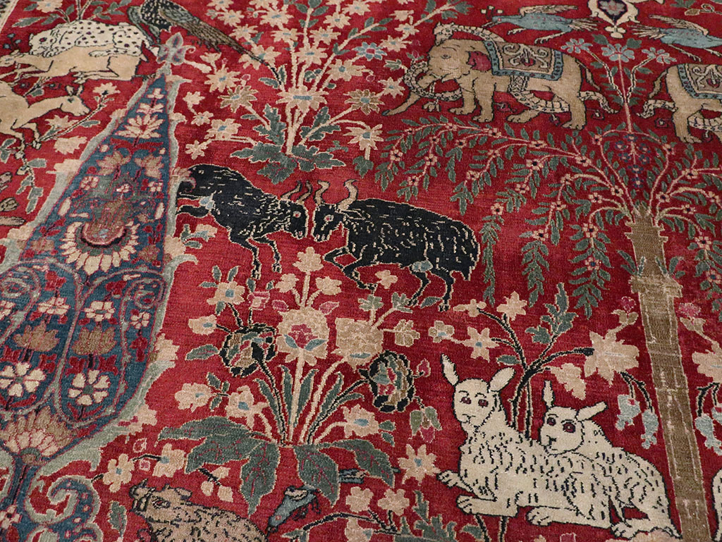 Antique Persian Mashad Pictorial Oversize Carpet, No.23094 - Galerie Shabab