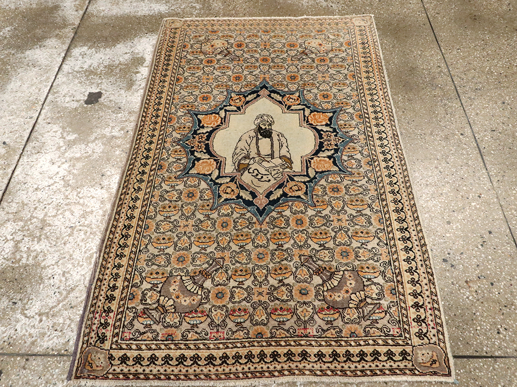 Vintage Persian Tabriz Pictorial Rug, No.23097 - Galerie Shabab