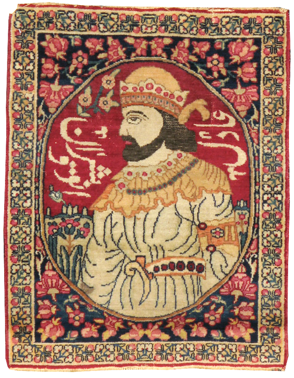 Antique Persian Lavar Kerman Pictorial Rug, No.23413 - Galerie Shabab