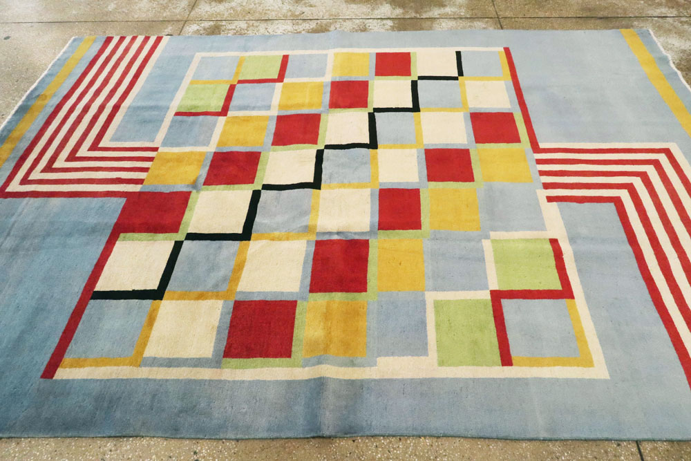 Vintage Persian Tabriz Art Deco Carpet Inspired By Edward McKnight Kauffer, No.23517 - Galerie Shabab