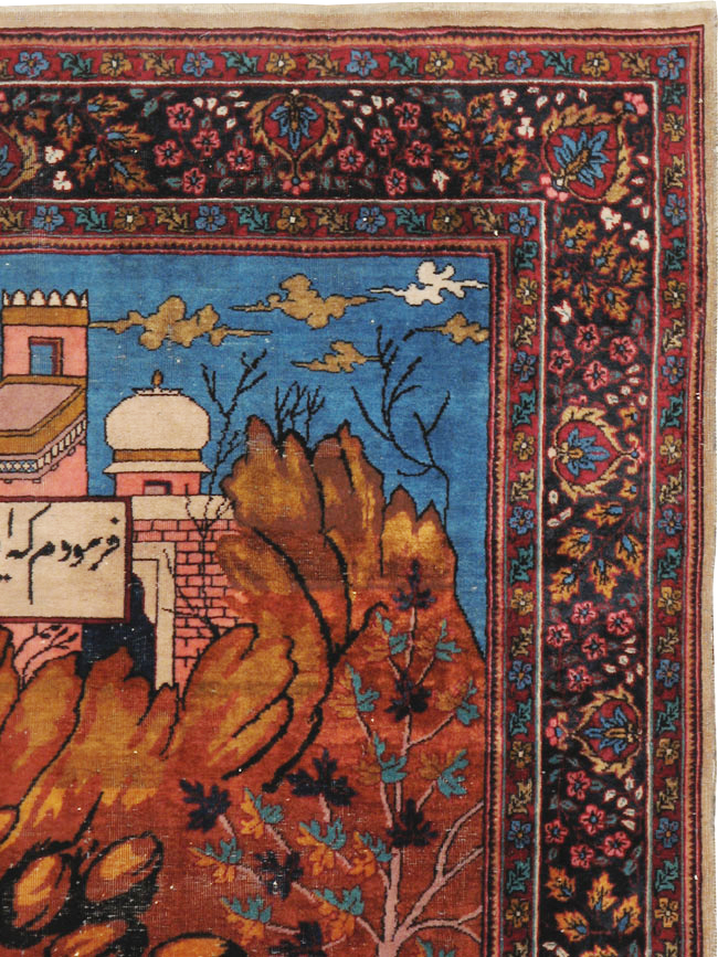 Vintage Indian Lahore Pictorial Rug, No.23797 - Galerie Shabab