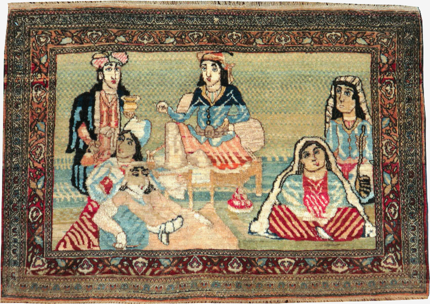 Vintage Persian Tabriz Pictorial Rug, No.23896 - Galerie Shabab