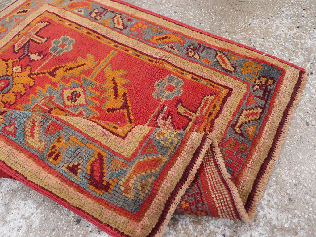 Antique Turkish Oushak Square Throw Rug, No.23999 - Galerie Shabab
