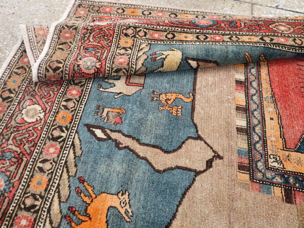 Antique Persian Pictorial Malayer Accent Rug, No.24062 - Galerie Shabab