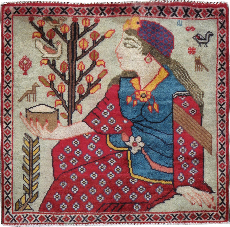 Vintage Persian Tabriz Pictorial Rug, No.24436 - Galerie Shabab