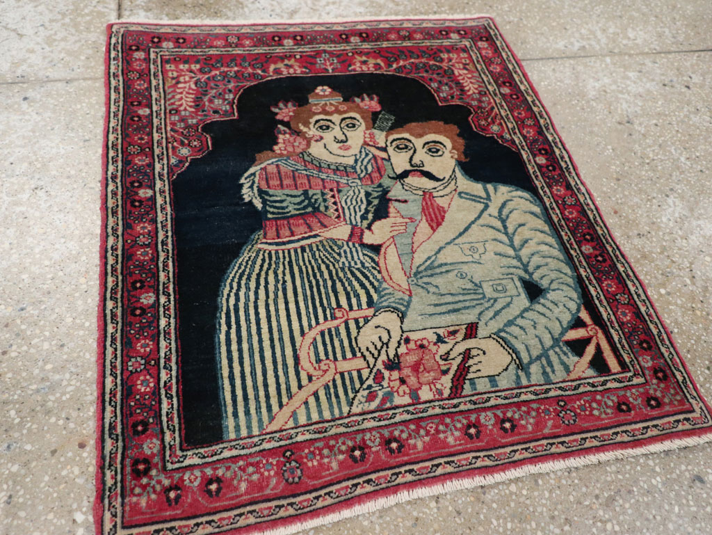 Antique Persian Mashad Pictorial Rug, No.24693 - Galerie Shabab