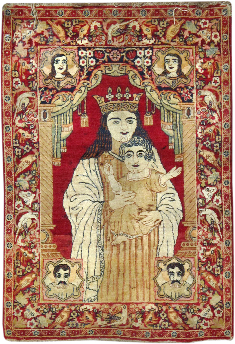 Antique Persian Lavar Kerman Pictorial Rug, No.25010 - Galerie Shabab