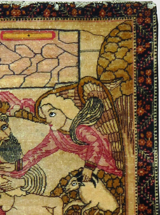 Antique Persian Lavar Kerman Pictorial Rug, No.25019 - Galerie Shabab